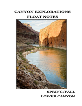 Float Notes for Lower Canyon River Trips