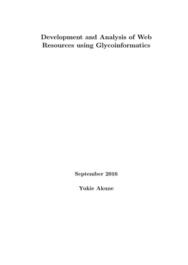 Development and Analysis of Web Resources Using Glycoinformatics