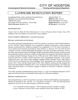 Landmark Designation Report