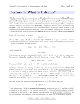 Lecture 1: What Is Calculus?