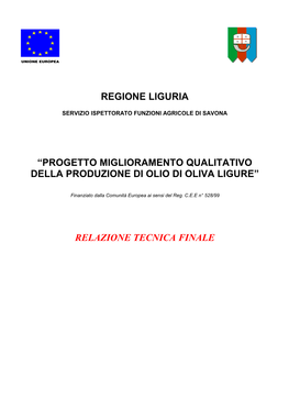 Regione Liguria “Progetto Miglioramento Qualitativo