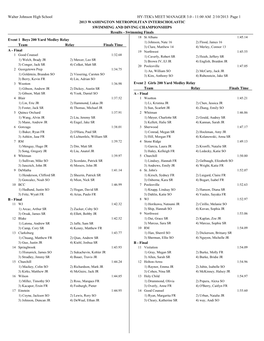 Walter Johnson High School HY-TEK's MEET MANAGER 3.0