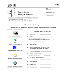 1 Regional Bio-Bridge Initiative Round Table for Asia And