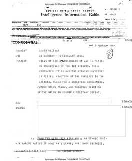 Prisoner Intelligence, Viet Cong Objectives of the Attacks on Pleiku