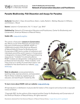 Fish Dissection and Assays for Parasites