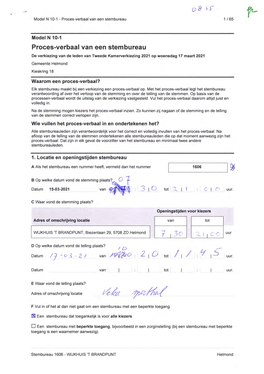 Proces-Verbaal Van Een Stembureau 1 / 65