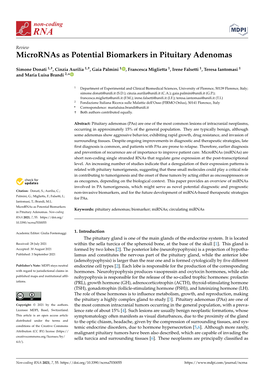 Micrornas As Potential Biomarkers in Pituitary Adenomas