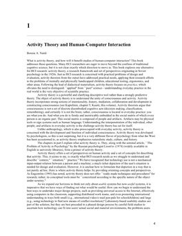 Activity Theory and Human-Computer Interaction