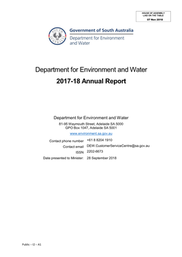 DEW Annual Report 2017-18