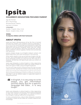 Ipsita CHILDREN’S EDUCATION-FOCUSED PARENT