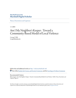 Toward a Community-Based Model of Local Violence George F