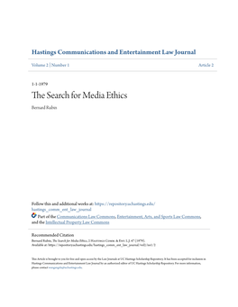 The Search for Media Ethics, 2 Hastings Comm