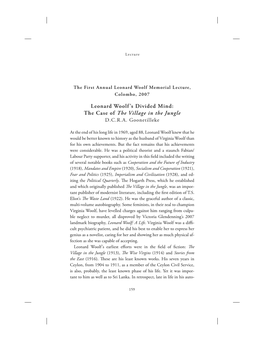 Leonard Woolf's Divided Mind: the Case of the Village in the Jungle