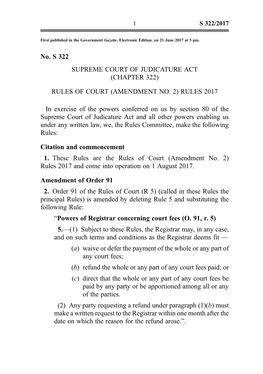 Rules of Court (Amendment No. 2) Rules 2017