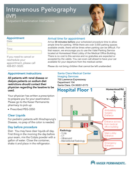 Intravenous Pyelography (IVP) Outpatient Examination Instructions