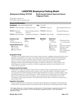 LANDFIRE Biophysical Setting Model