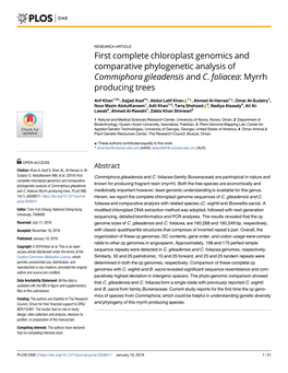 First Complete Chloroplast Genomics and Comparative Phylogenetic Analysis of Commiphora Gileadensis and C