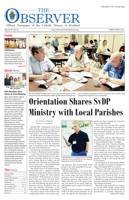 Orientation Shares Svdp Ministry with Local Parishes After Long Illness from Page 1 of My Life, Because It Aﬀ Ects Our Forming Svdp Groups