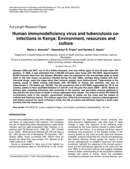 Infections in Kenya: Environment, Resources and Culture