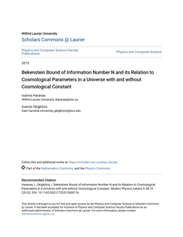 Bekenstein Bound of Information Number N and Its Relation to Cosmological Parameters in a Universe with and Without Cosmological Constant