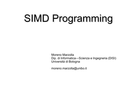 SIMD Programmingprogramming