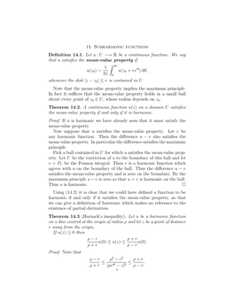 14. Subharmonic Functions Definition 14.1. Let U