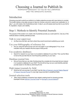 Handout-Choosing a Journal to Publish In.Pdf