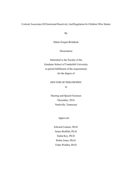 Cortical Associates of Emotional Reactivity and Regulation in Children Who Stutter by Hatun Zengin-Bolatkale Dissertation Submi