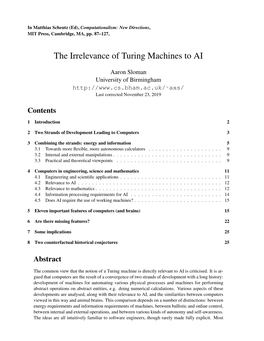 The Irrelevance of Turing Machines to AI