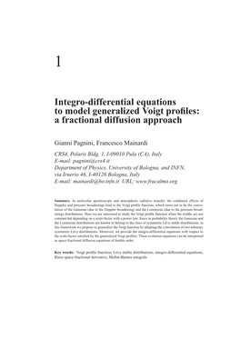 Integro-Differential Equations to Model Generalized Voigt Profiles