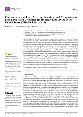 Concentrations of Lead, Mercury, Selenium, and Manganese in Blood and Hand Grip Strength Among Adults Living in the United States (NHANES 2011–2014)