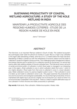 Sustaining Productivity of Coastal Wetland