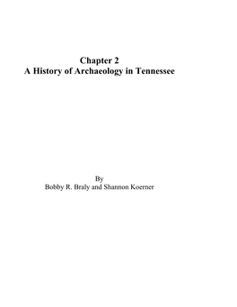 Chapter 2 a History of Archaeology in Tennessee