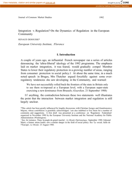 On the Dynamics of Regulation in the European Community