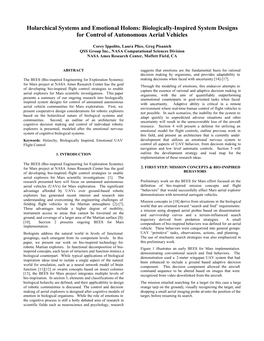 Holarchical Systems and Emotional Holons: Biologically-Inspired System Designs for Control of Autonomous Aerial Vehicles