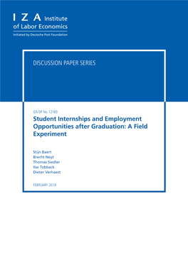 Student Internships and Employment Opportunities After Graduation: a Field Experiment