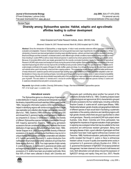 Diversity Among Stylosanthes Species: Habitat, Edaphic and Agro-Climatic Affinities Leading to Cultivar Development