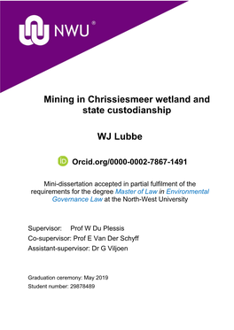 Mining in Chrissiesmeer Wetland and State Custodianship WJ Lubbe