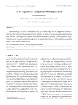 On the Magnetic Field Configuration of the Magnetosheath