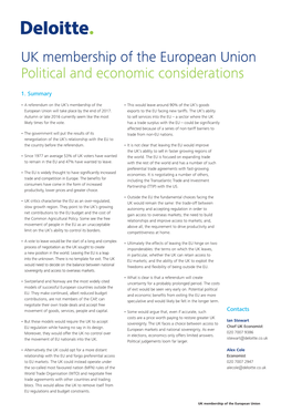 UK Membership of the European Union Political and Economic Considerations