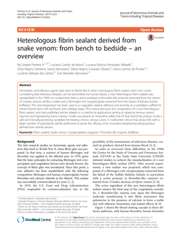 Heterologous Fibrin Sealant Derived from Snake Venom