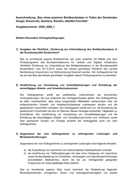 Ausschreibung „Bau Eines Passiven Breitbandnetzes in Teilen Der Gemeinden Gingst, Dreschvitz, Samtens, Rambin, Altefähr,Parchtitz“