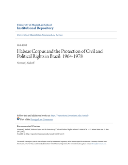 Habeas Corpus and the Protection of Civil and Political Rights in Brazil: 1964-1978 Norman J