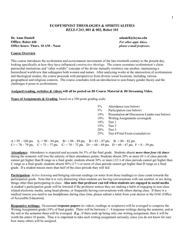 1 Ecofeminist Theologies & Spiritualities Rels-V265, 001