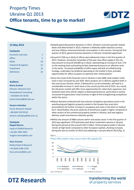 DTZ Research Note: All Figures Are Period-End DTZ Research