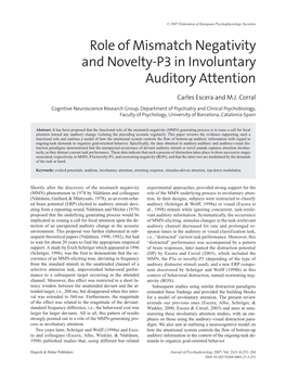 Role of Mismatch Negativity and Novelty-P3 in Involuntary Auditory Attention