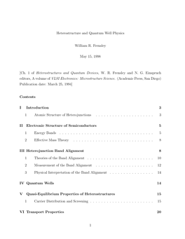 Heterostructure and Quantum Well Physics