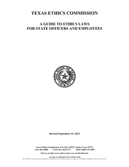 A Guide to Ethics Laws for State Officers and Employees