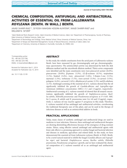 Chemical Composition, Antifungal and Antibacterial Activities of Essential Oil from Lallemantia Royleana (Benth