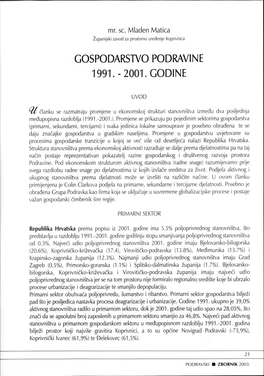 Gospodarstvo Podravine 1991.-2001. Godine